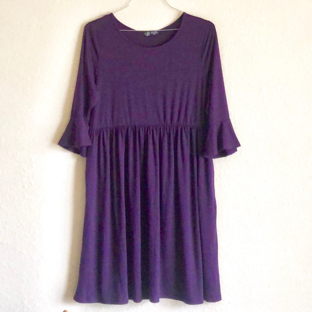 Shop Basic USA Purple Bell Sleeves Dress size 1X